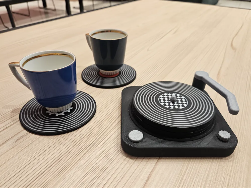 Posavasos de vinilo con tocadiscos (set de 4)